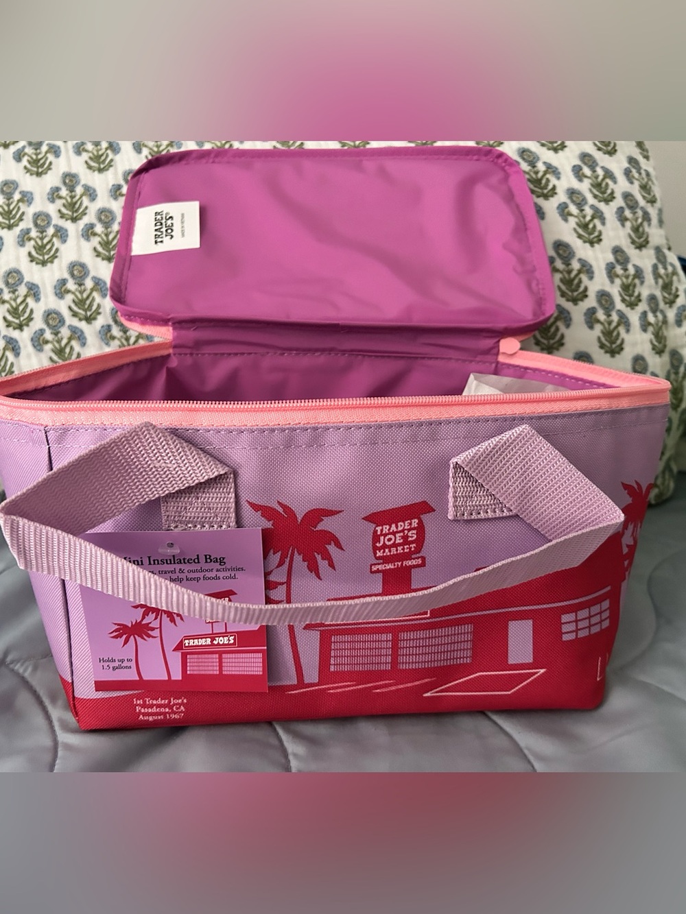 Trader Joe’s Pink & Red Insulated Tote Cooler Bag